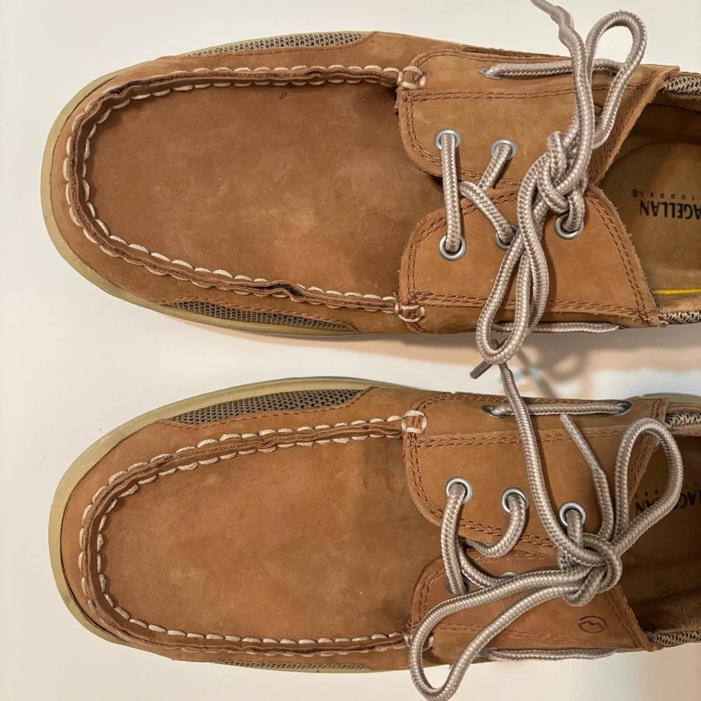 Magellan Outdoors Men's Laguna Madre Brown Tan Leather Boat Shoes Size 12E